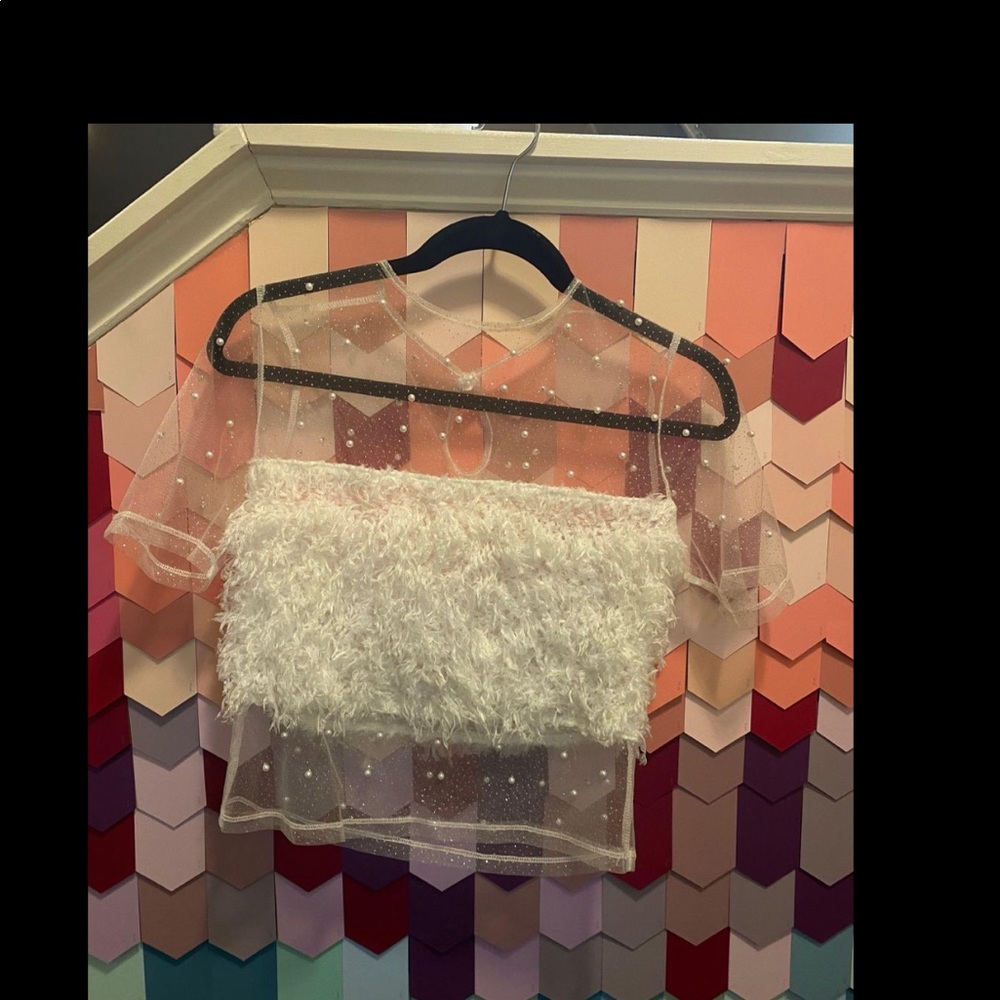 Fur Mesh with Pearl detail top